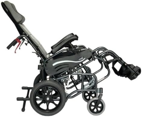 Meubon Lightweight Tilt-in-Space Transport Wheelchair with Removable Footrests I Black I Model ME21445