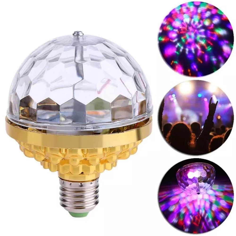Rotating Crystal Magic Ball RGB LED Stage Light Bulb Mini Lamp for Disco Party DJ Christmas Party