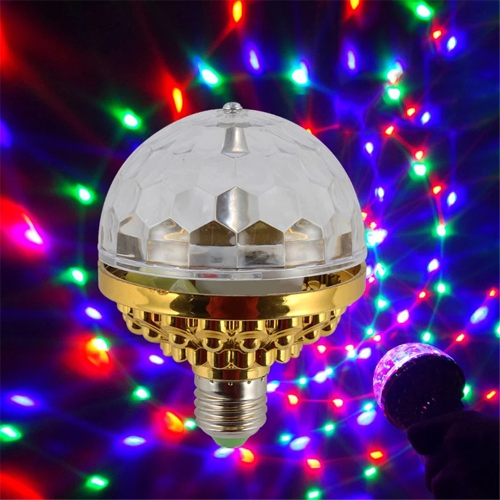 Rotating Crystal Magic Ball RGB LED Stage Light Bulb Mini Lamp for Disco Party DJ Christmas Party