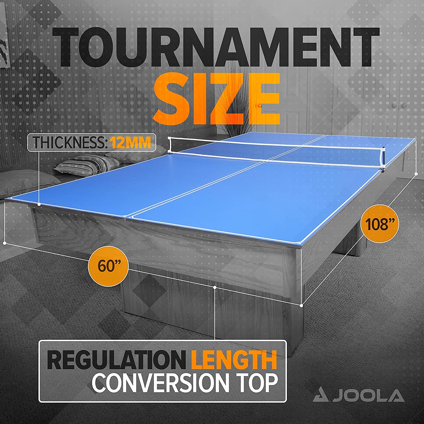 4 Piece Ping Pong Table Top for Pool Table - Includes Ping Pong Net Set - Full Size Table Tennis Conversion Top for Billiard Tables