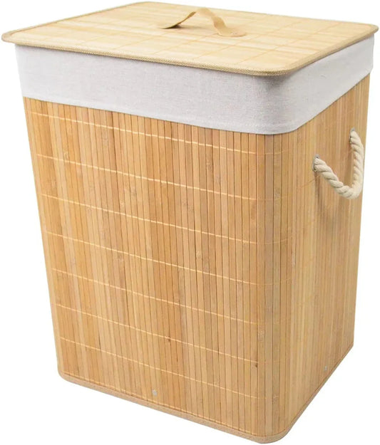 Laundry Hamper Bamboo Storage Basket with Lid - Laundry