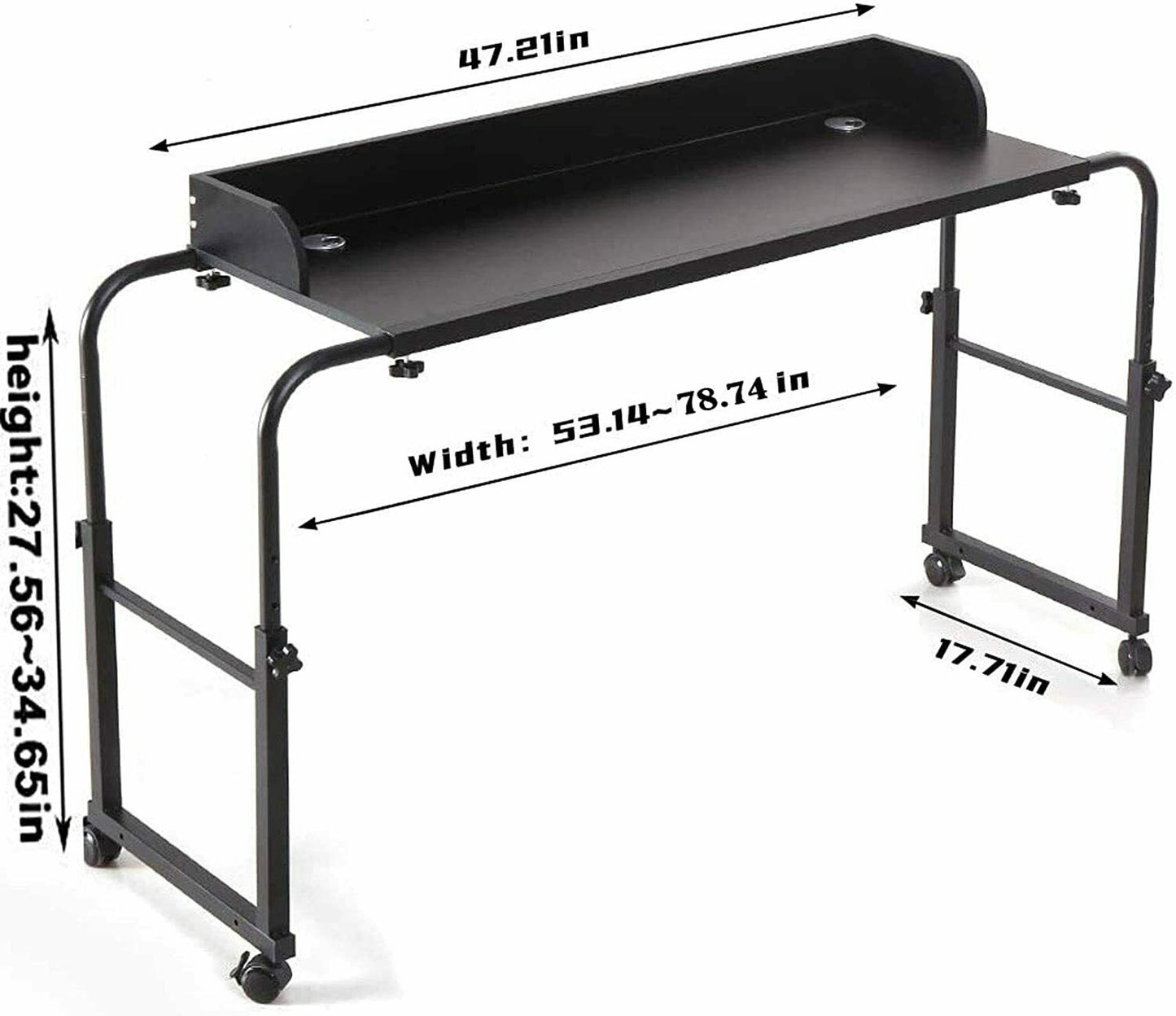 Overbed Table Height Adjustable Table Over the Bed wheels