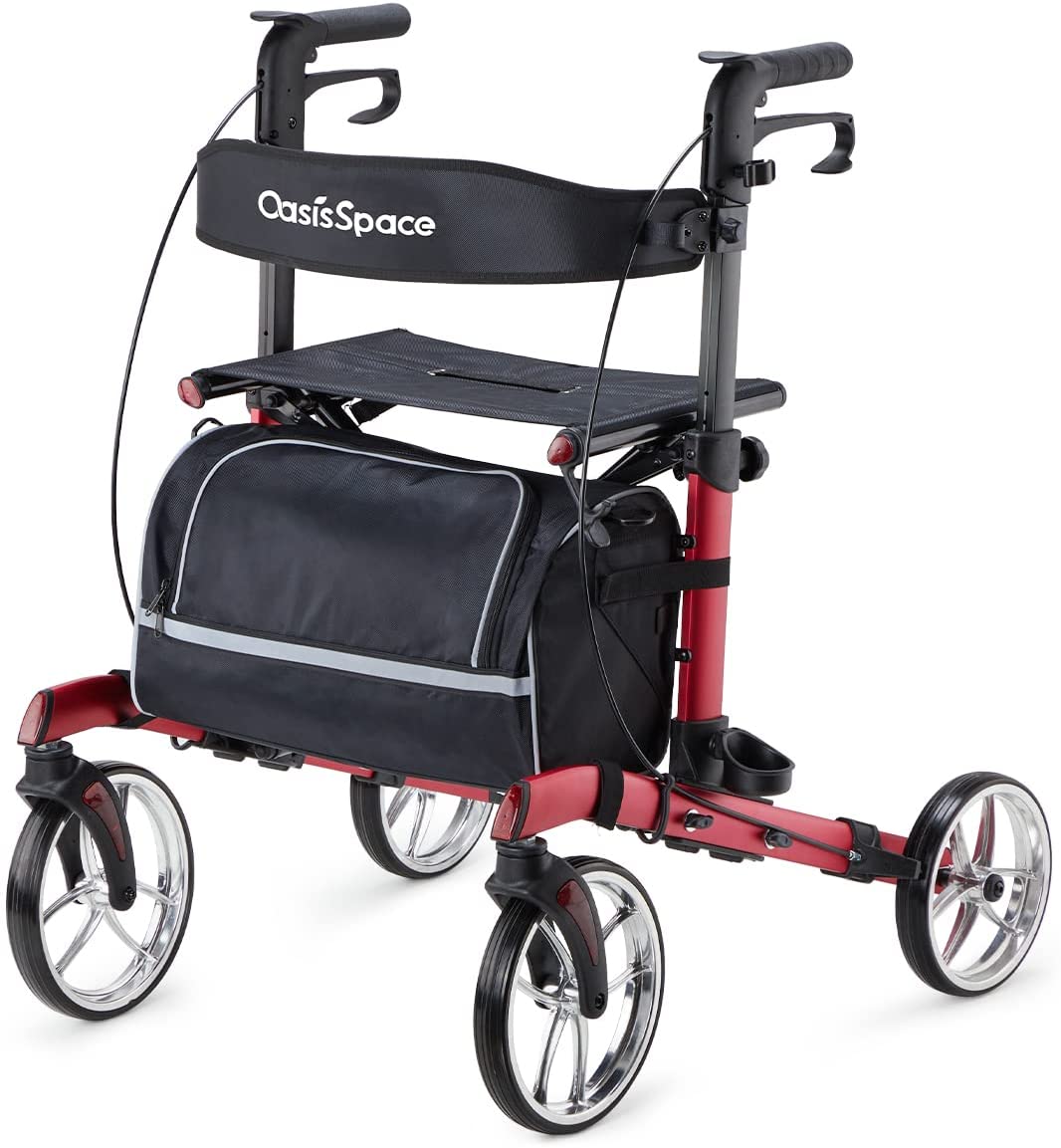 Seniors Rollator Walkers with Seat 10 Front Metal Wheels