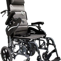 Meubon Lightweight Tilt-in-Space Transport Wheelchair with Removable Footrests I  Black I Model ME21445