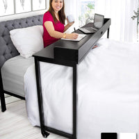 Overbed Table with Wheels Height Adjustable Rolling Bed Desk Table