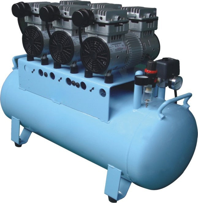 Meubon Silent Medical Oil-Free Dental Air Compressor for 6 Dental chairs I Three Heads Model MBD203