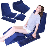 Bed Wedge Pillow for Back Neck and Leg Pain Relief I Blue -