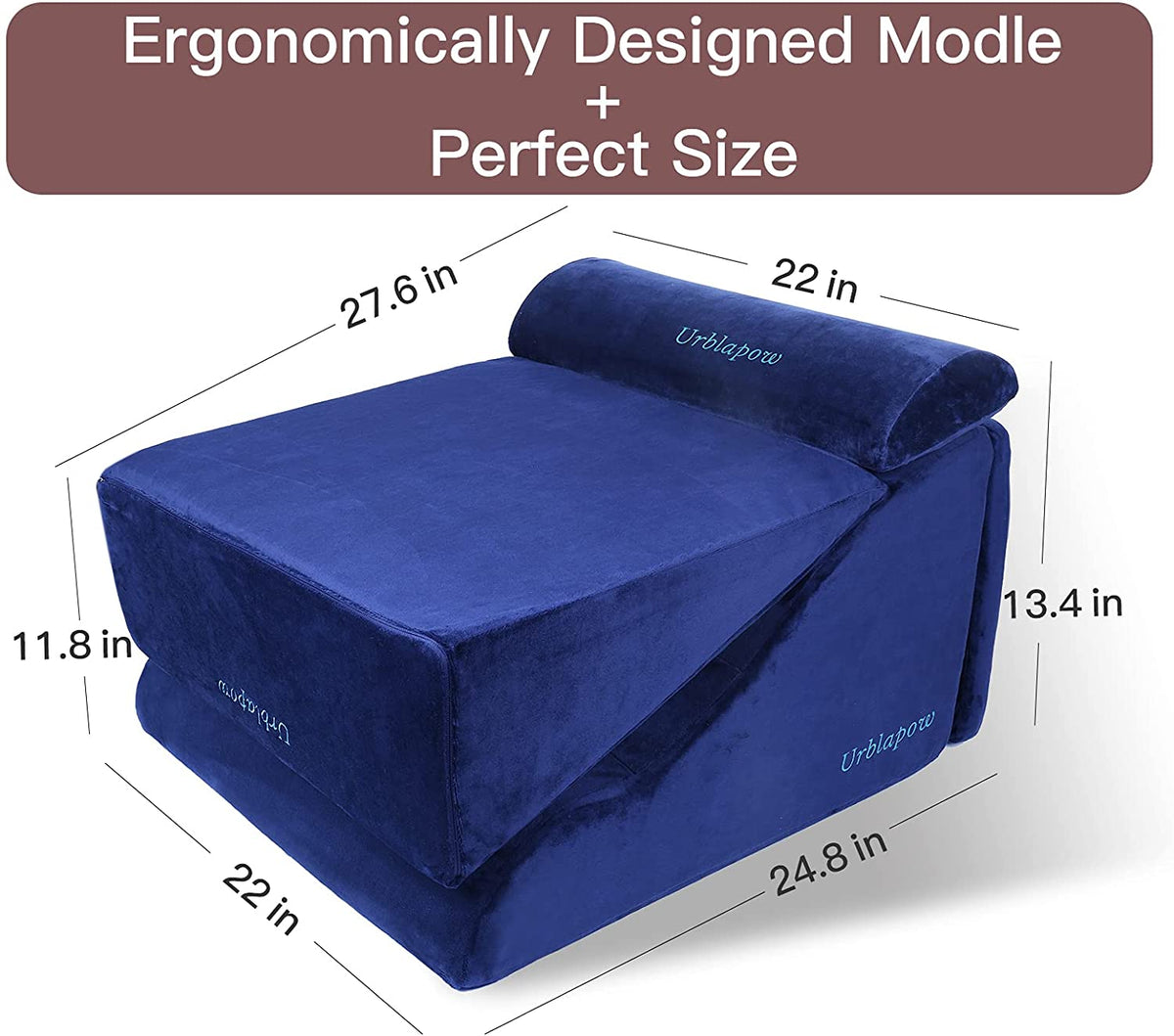 Bed Wedge Pillow for Back Neck and Leg Pain Relief I Blue -