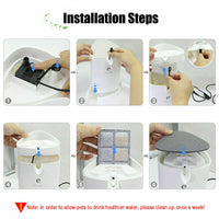 Cat Water Fountain Drinking Bowl LED Dispenser 1.8L Electric