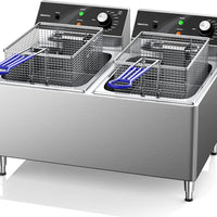Commercial Deep Fryer I Dual Tank with Basket Countertop
