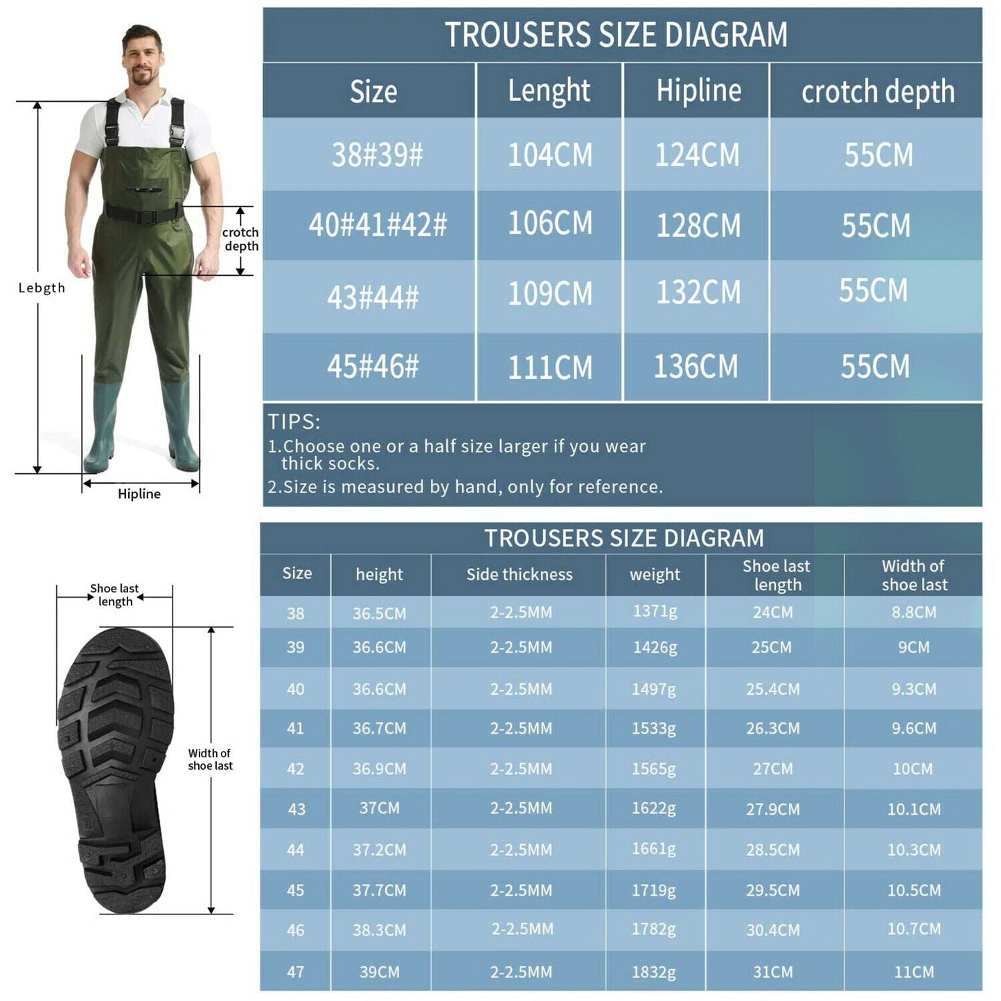 Fishing Wader Waterproof Chest Wader Bootfoot Nylon/PVC