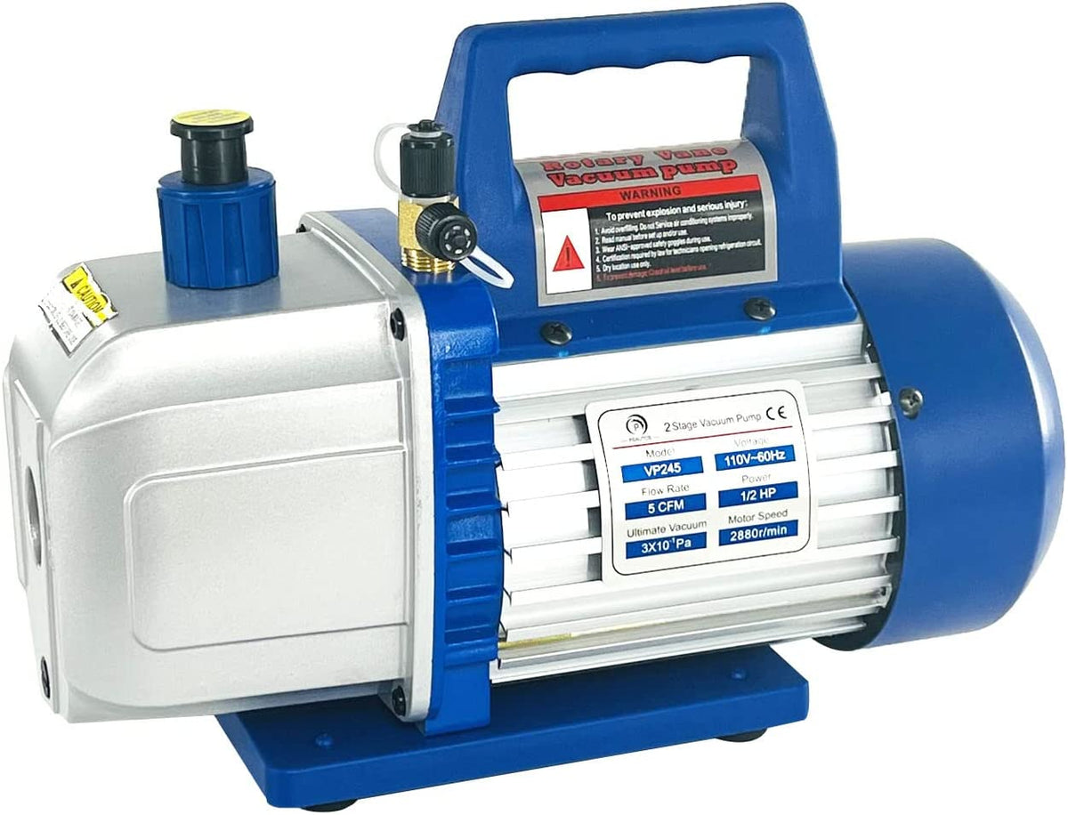HVAC Rotary Vane Vacuum Pump I 5CFM 110V 1/2HP 2-Stage Pump