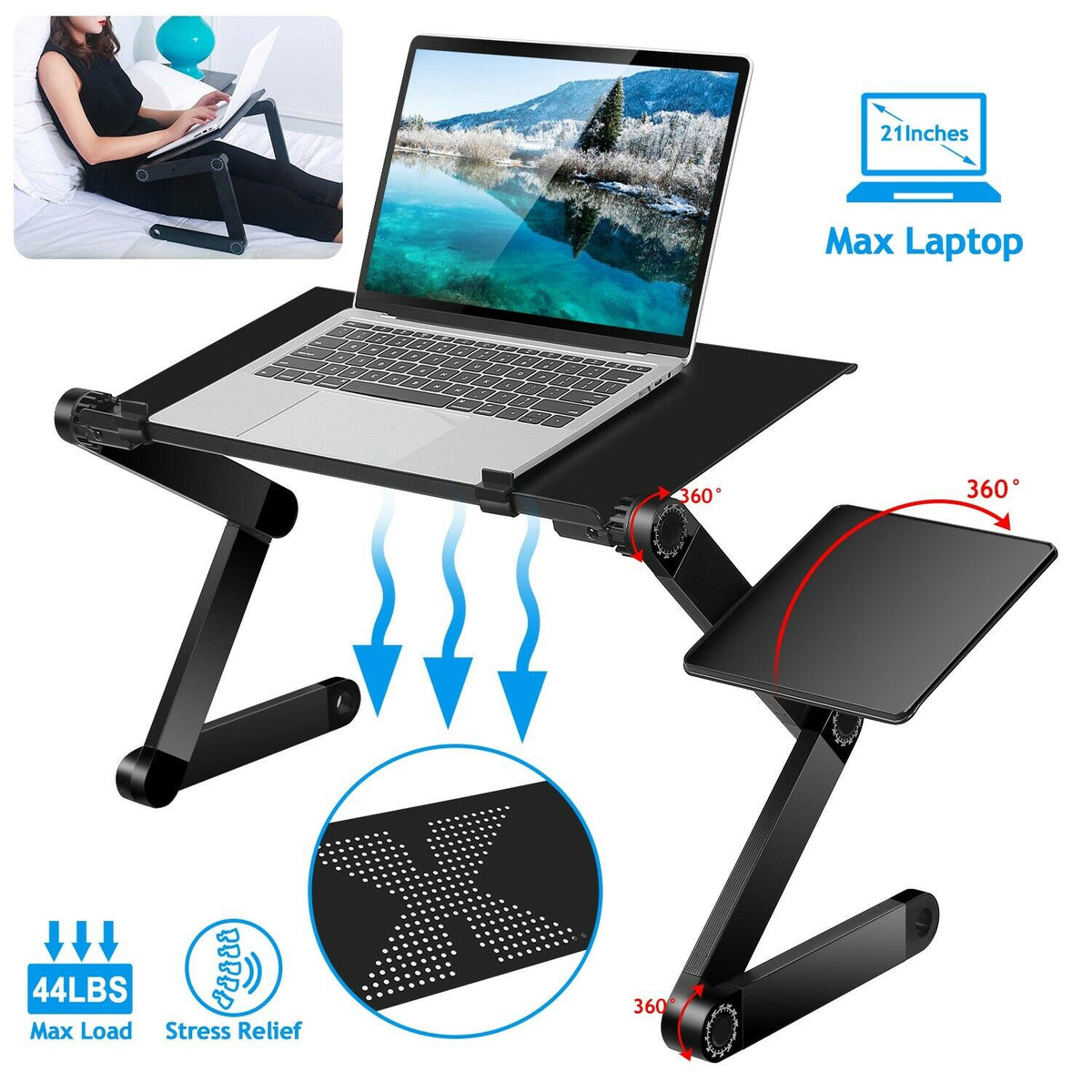Laptop Desk Foldable Bed Table Folding Breakfast Tray Portable Lap Standing Desk