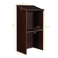 Lectern Wooden Floor Standing Podium Speaking Lectern Adjustable Shelf & Pen Tray Brown