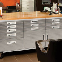 Tool Chest 72" x 20" x 37.5" 11 Drawer Tool Storage Chest Cabinet Wood Top Workbench Mobile Rolling 2 Door