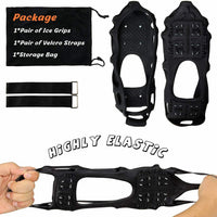Ice Cleats 24 Teeth Spikes Crampons, Ice Snow Grips Cleats Crampons for Hiking Fishing