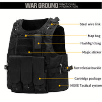 Mens Military Tactical Vest MOLLE Assault Plate Carrier Combat Play Vest /Gloves