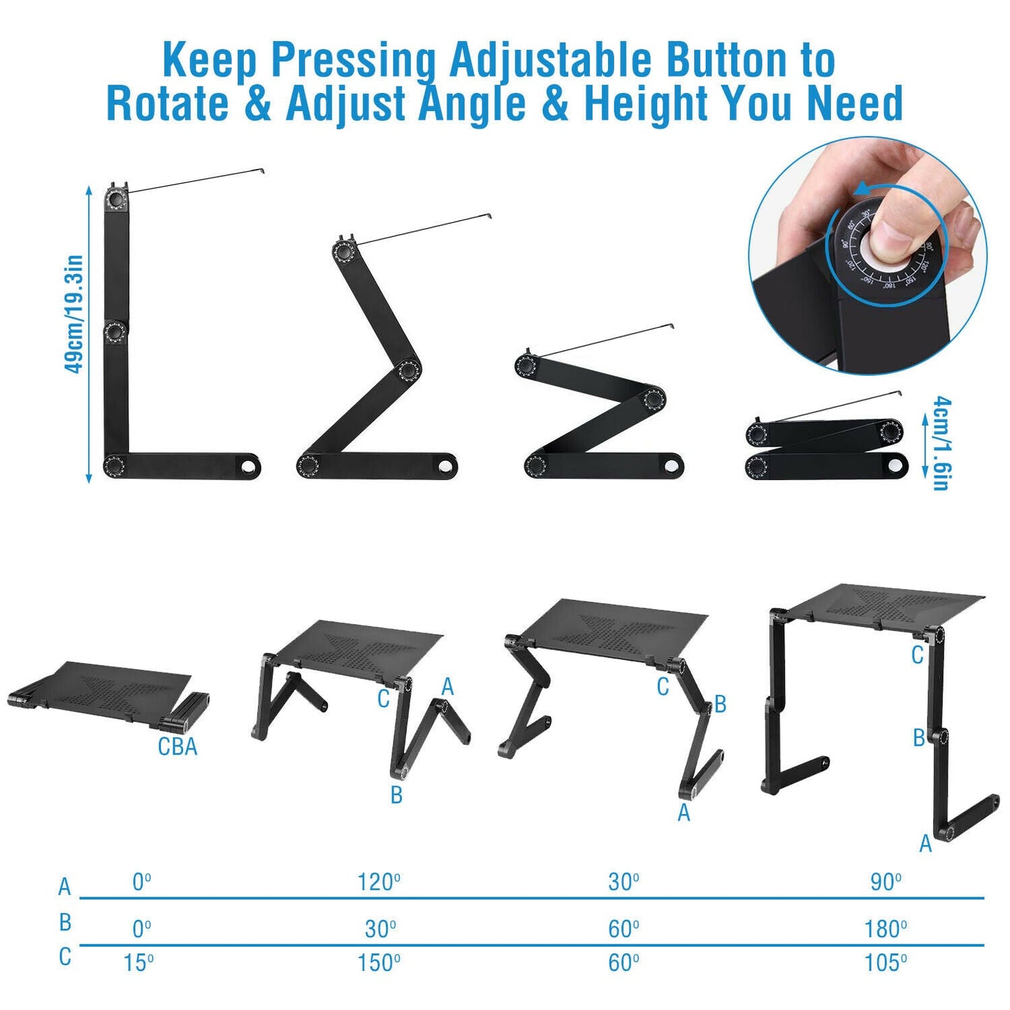 Laptop Desk Foldable Bed Table Folding Breakfast Tray Portable Lap Standing Desk