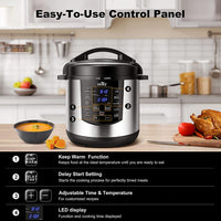 6-in-1 Multi-Use Programmable Pressure Cooker, Slow Cooker, Rice Cooker, Steamer, Sauté, & Food Warmer, 6 Qt, Stainless Steel