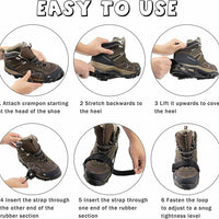 Ice Cleats 24 Teeth Spikes Crampons, Ice Snow Grips Cleats Crampons for Hiking Fishing