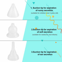 Nasal Aspirator Electric Nose Cleaner Safe Hygienic Nostril w/ 3Snot Sucker