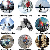 Ice Cleats 24 Teeth Spikes Crampons, Ice Snow Grips Cleats Crampons for Hiking Fishing