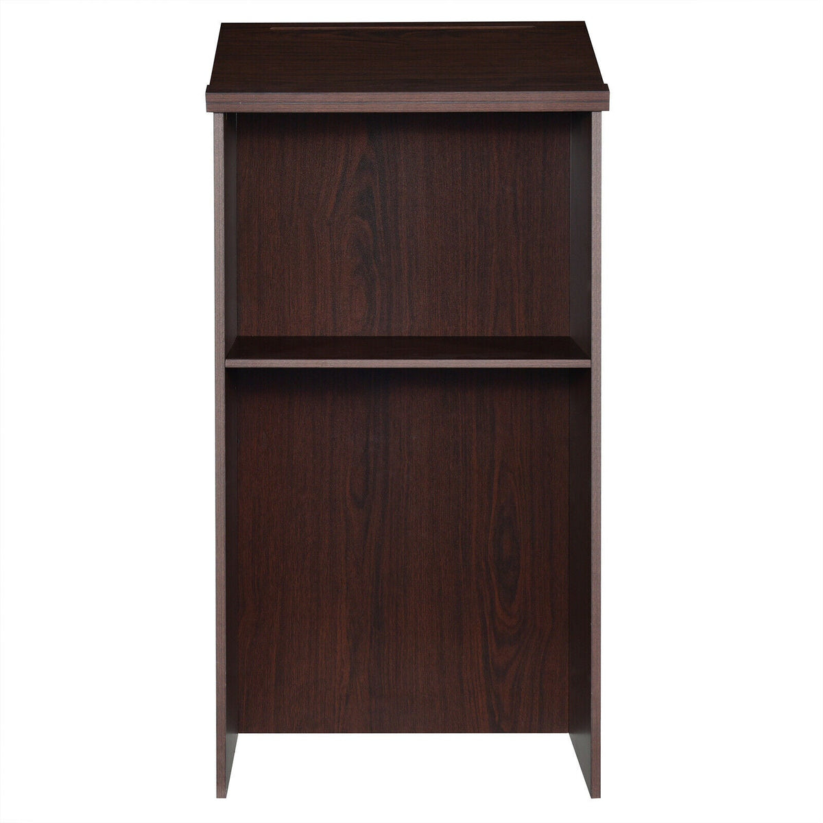 Lectern Wooden Floor Standing Podium Speaking Lectern Adjustable Shelf & Pen Tray Brown