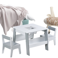 Kids Table and Chairs Set with Storage Space Wooden Activity