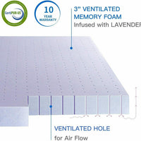 Mattress Topper Memory Foam Lavender CertiPUR-US Certified