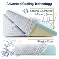 Memory Foam Wedge Pillow Adjustable with Cooling Washable