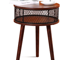 Mid Century Modern Nightstand with Storage Basket Industrial