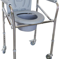 Mobile Bedside Commode Chair for Toilet with Locking Wheels