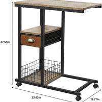 Overbed Laptop Table Mobile C Shaped Couch Side Table