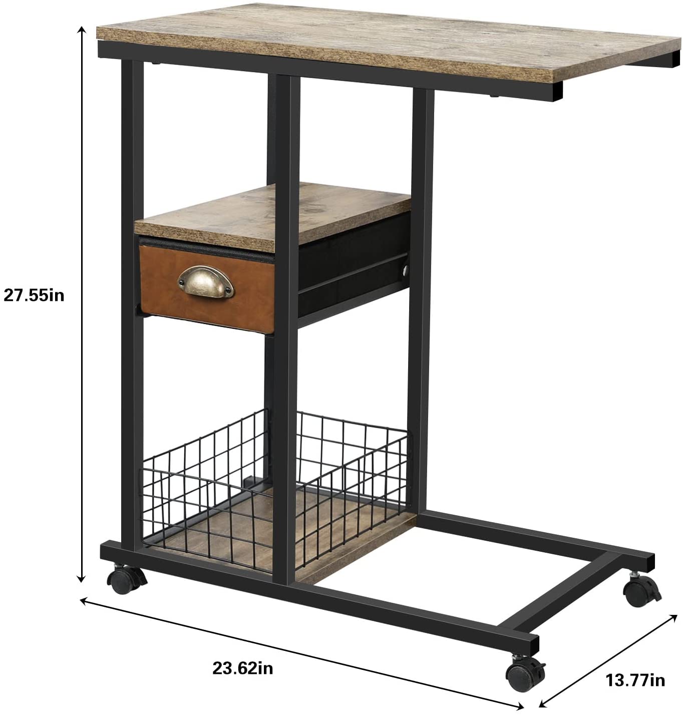 Overbed Laptop Table Mobile C Shaped Couch Side Table
