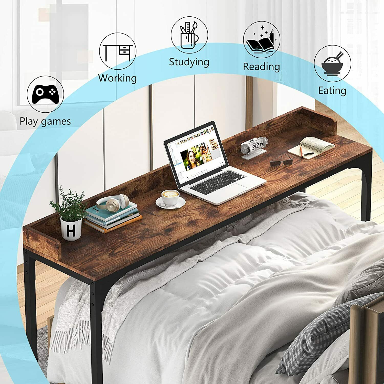 Overbed Table Heavy-Duty Rolling Bed Table Mobile Over