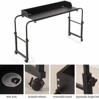 Overbed Table Height Adjustable Table Over the Bed wheels