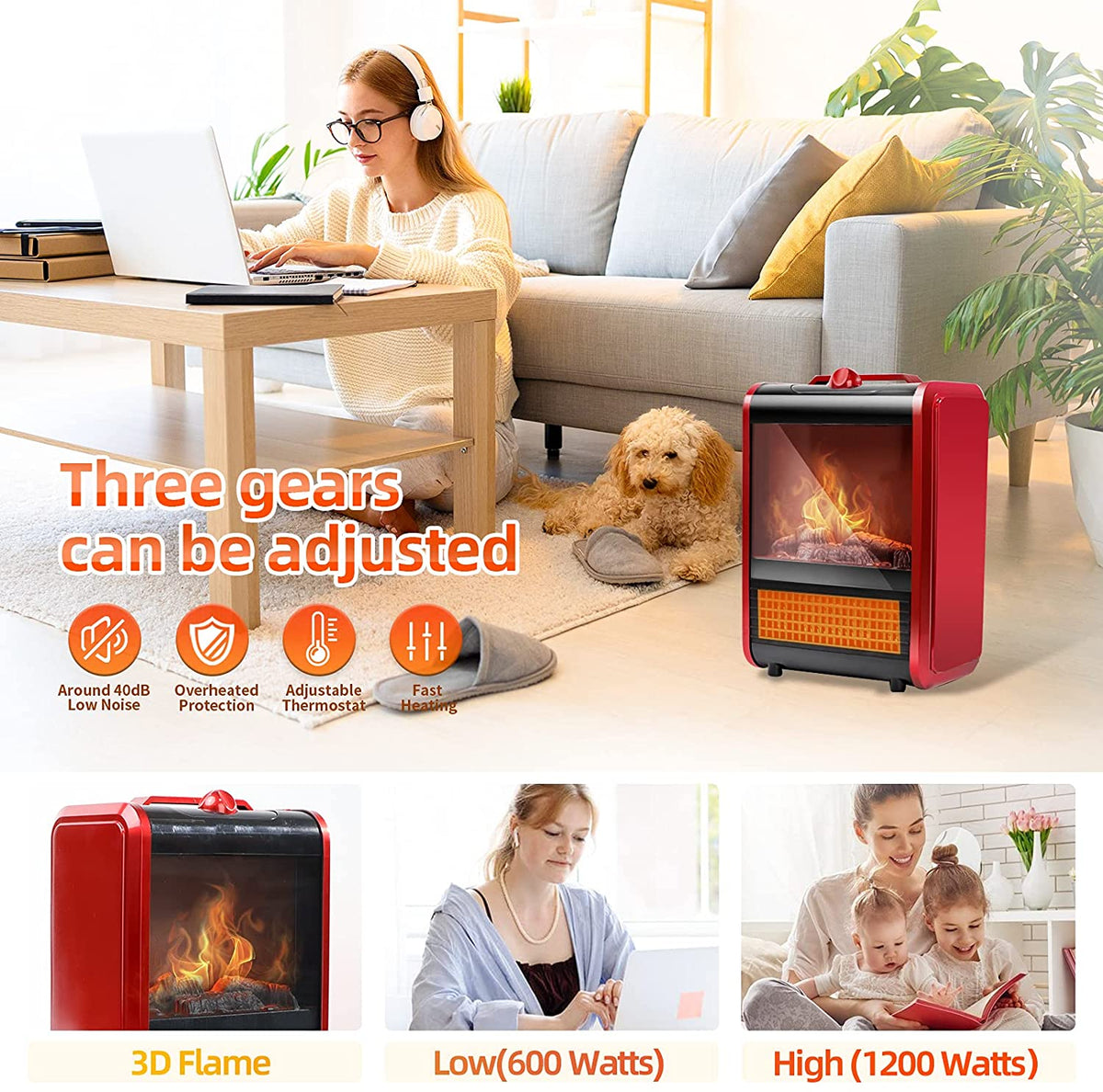 Portable Fireplace Heater - Electric Freestanding Space