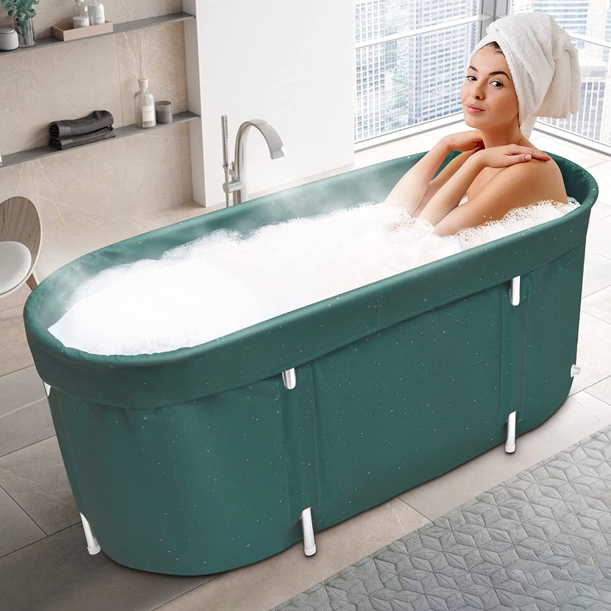Portable Foldable Bathtub for Adults with Water Filling