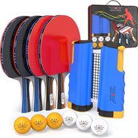 Professional Ping Pong Paddle Set with Retractable Net