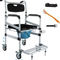 Rolling Shower Chair with Wheels Seat I Height Adjustable