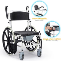 Shower Wheelchair Bedside Commode Rolling Shower and Commode