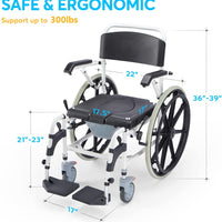 Shower Wheelchair Bedside Commode Rolling Shower and Commode