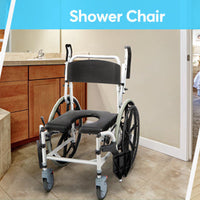 Shower Wheelchair Bedside Commode Rolling Shower and Commode