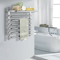 Towel Warmer 10-Bar Wall Mount Stainless Plug-in Towel Rack