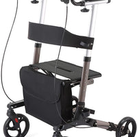 Upright Rollator Stand Up Rolling Walker with Backrest Seat